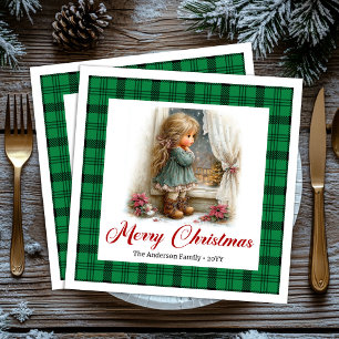 Vintage Style Winter Scene Personalised Napkins