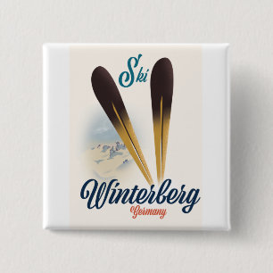 Vintage style Winterberg Germany Ski poster 15 Cm Square Badge