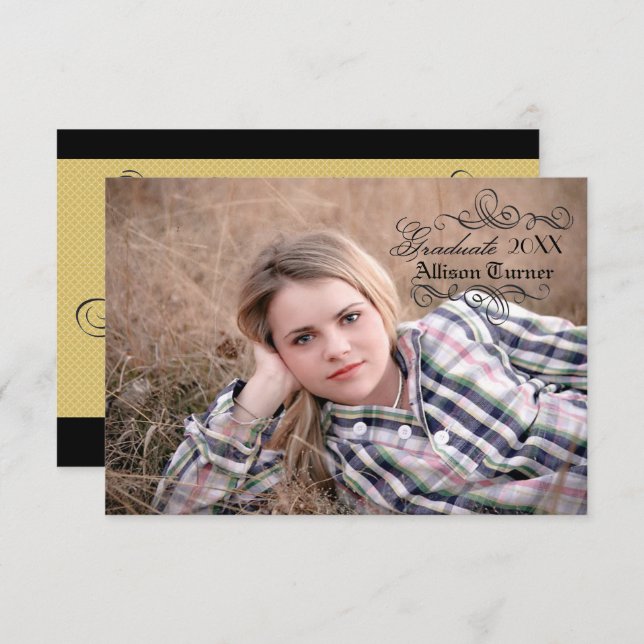 Vintage Style with Photo - 3x5 Grad Announcement (Front/Back)