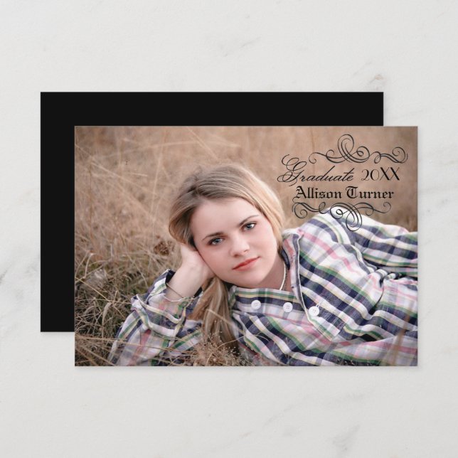 Vintage Style with Photo - 3x5 Grad Announcement (Front/Back)