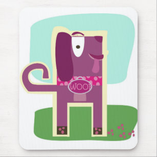 Vintage Style Woof Girly Dog Mouse Mat
