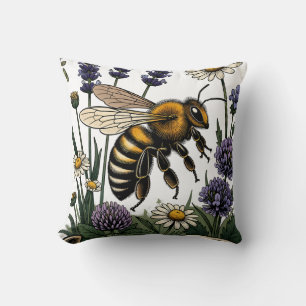 Vintage Style World Bee Day Illustration with Hone Cushion