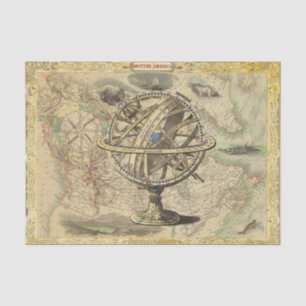 Vintage Style World Map Tissue Paper