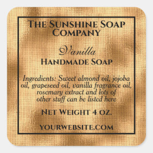 Vintage style woven gold foil soap cosmetics square sticker