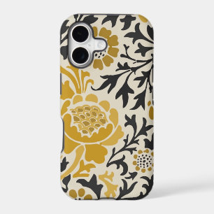 Vintage-style yellow and black floral  pattern