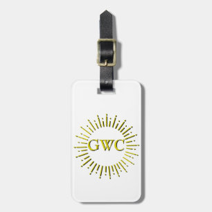 Vintage Style Yellow  Sun Burst  Custom Monogram Luggage Tag