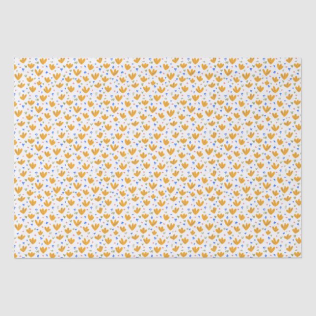 Vintage Style Yellow Wildflower Pattern Tissue Pap Paper (Front)