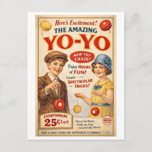 Vintage-Style Yo-Yo Advertisement Postcard