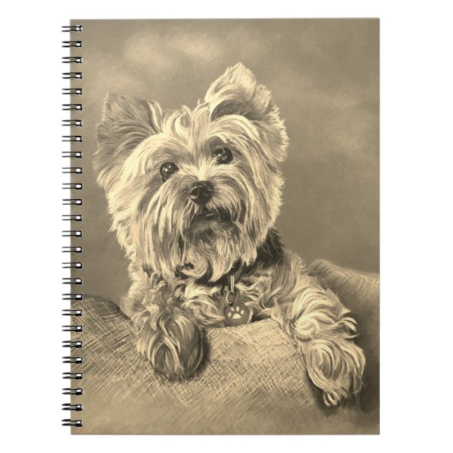 Vintage Style Yorkshire Terrier Spiral Notebook (Front)