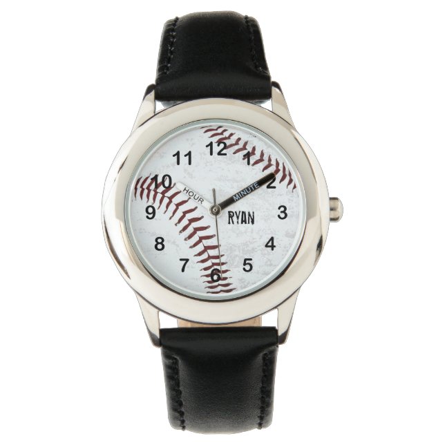 vintage styled baseball ball - red stitching watch (Front)