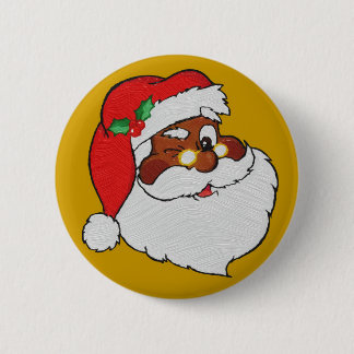 Vintage Styled Black Santa Image 6 Cm Round Badge