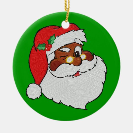 Vintage Styled Black Santa Image Christmas Ornament Zazzle.co.uk