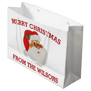 Vintage Styled Black Santa Image Large Gift Bag