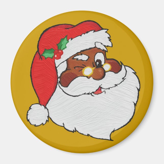Vintage Styled Black Santa Image Magnet (Front)