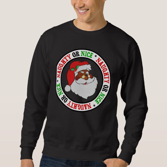 Vintage Styled Black Santa Image Sweatshirt (Front)