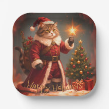 Vintage Styled Christmas Kitty Square