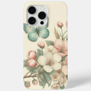 Vintage styled floral/spring butterfly iPhone 15 pro max case