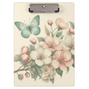 Vintage styled floral/spring butterfly clipboard