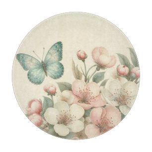Vintage styled floral/spring butterfly cutting board