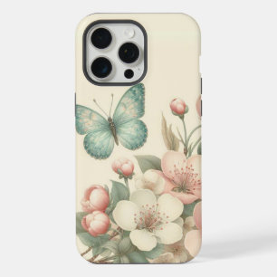 Vintage styled floral/spring butterfly iPhone 15 pro max case