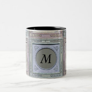 Vintage Styled Frame Damask Monogrammed Mug 3