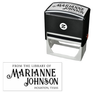 Vintage Styled "From the Library Of" Name & Place Self-inking Stamp