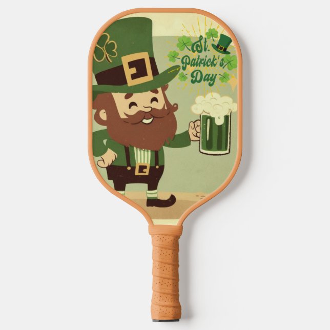 Vintage styled Saint Patrick's day Pickleball Paddle (Front)