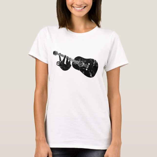 Vintage styled sloth guitar tee (Front)