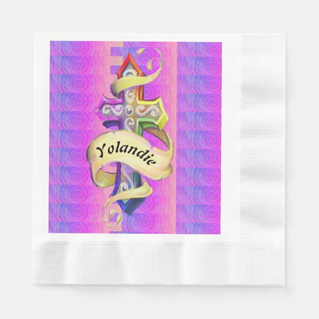 Vintage styled tattoo cross (edit name )  napkin (Front)
