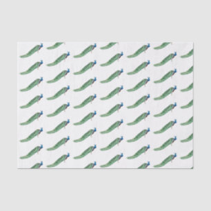 Vintage Stylised Colourful Peacock Perched on Tabl Tissue Paper