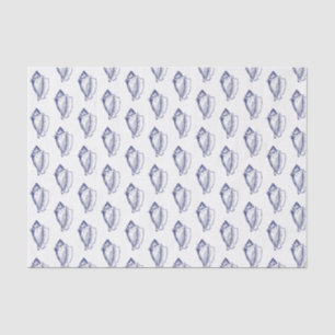 Vintage Stylised Conch Shell Blue Tissue Paper