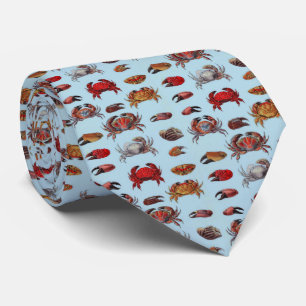 Vintage Stylised Crabs Claws DIY BG Powder Blue Tie
