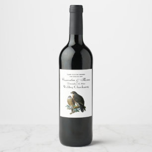 Vintage Stylised Falcons on Branch Wine Label