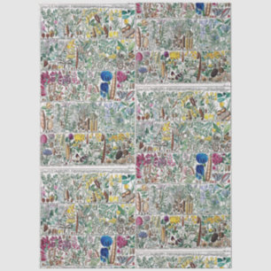 Vintage Stylised Flowers Botanical Book Plate #47 Tissue Paper