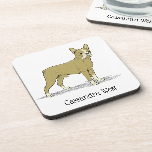 Vintage Stylised French Bulldog C Coaster (Left Side)