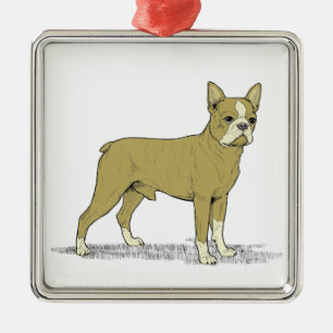 Vintage Stylised French Bulldog C Metal Tree Decoration