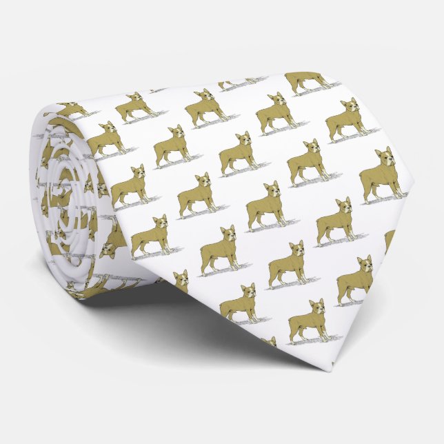 Vintage Stylised French Bulldog C Tie (Rolled)