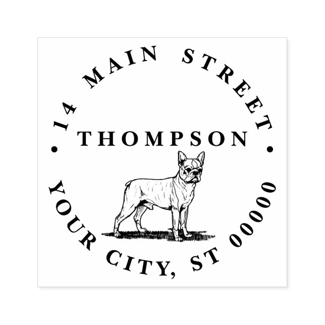 Vintage Stylised French Bulldog Rubber Stamp (Imprint)