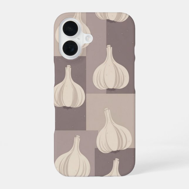 Vintage Stylised Garlic Pattern iPhone 16 Case (Back)