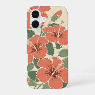 Vintage Stylised Hibiscus iPhone 16 Case