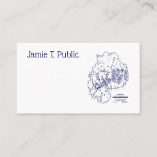 Vintage Stylised Mount Desert Island MN Map Blue Business Card