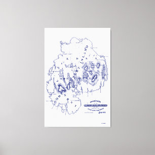 Vintage Stylised Mount Desert Island MN Map Blue Canvas Print