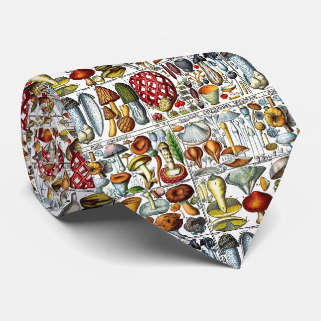 Vintage Stylised Mushrooms Fungi Tie (Rolled)