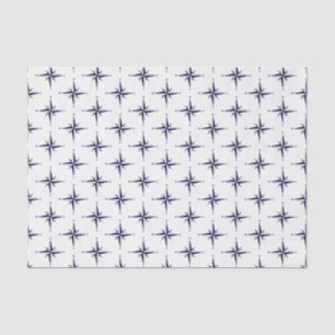 Vintage Stylised Navy Blue Compass Rose Drawing Tissue Paper