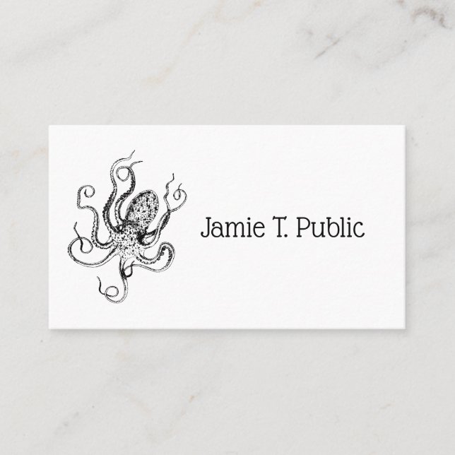 Vintage Stylised Octopus Drawing #1 Business Card (Front)