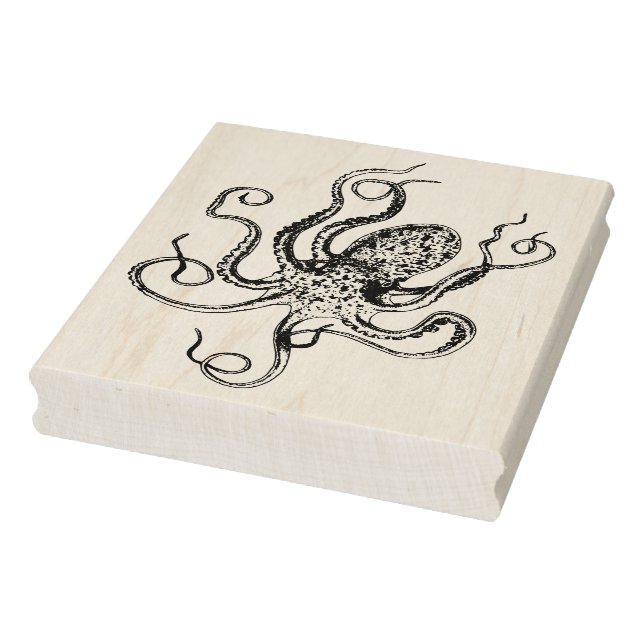 Vintage Stylised Octopus Drawing #1 Rubber Stamp (Stamp)