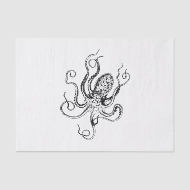 Vintage Stylised Octopus Drawing #1 Tissue Paper (Front)