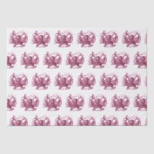 Vintage Stylised Octopus Drawing #3 Pink Tissue Paper