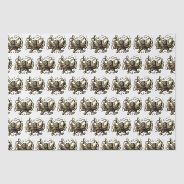 Vintage Stylised Octopus Drawing #4 Tissue Paper (Front)