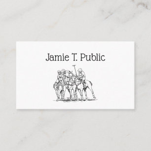 Vintage Stylised Polo Match Drawing #1 Black Business Card